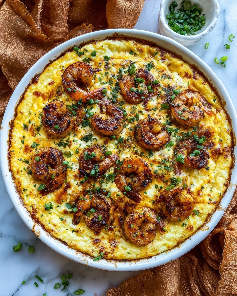 Creamy Shrimp and Grits Casserole with Cheddar Crust Recipe - Recipe Image