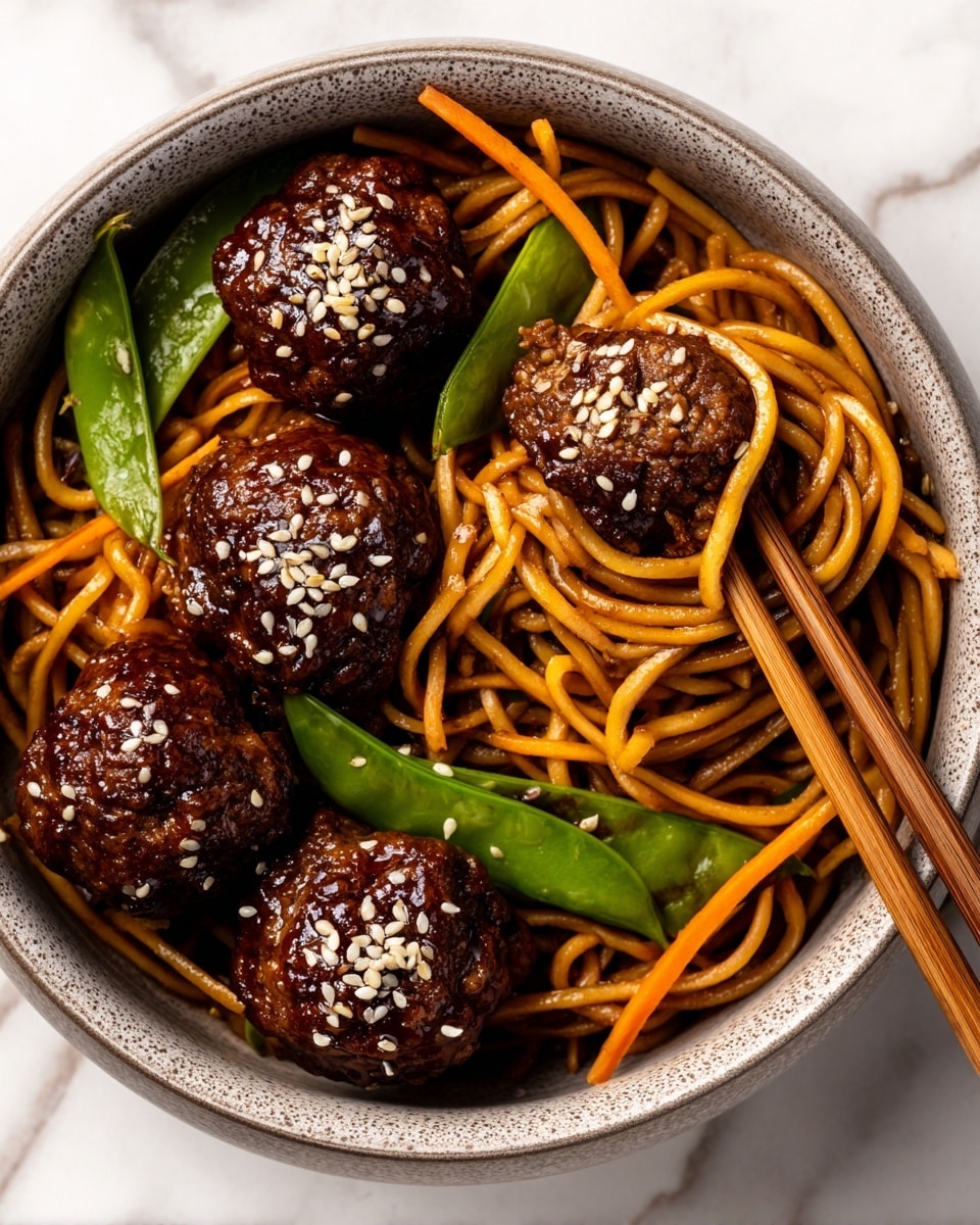 Asian Meatballs with Yakisoba Recipe - Recipe Image