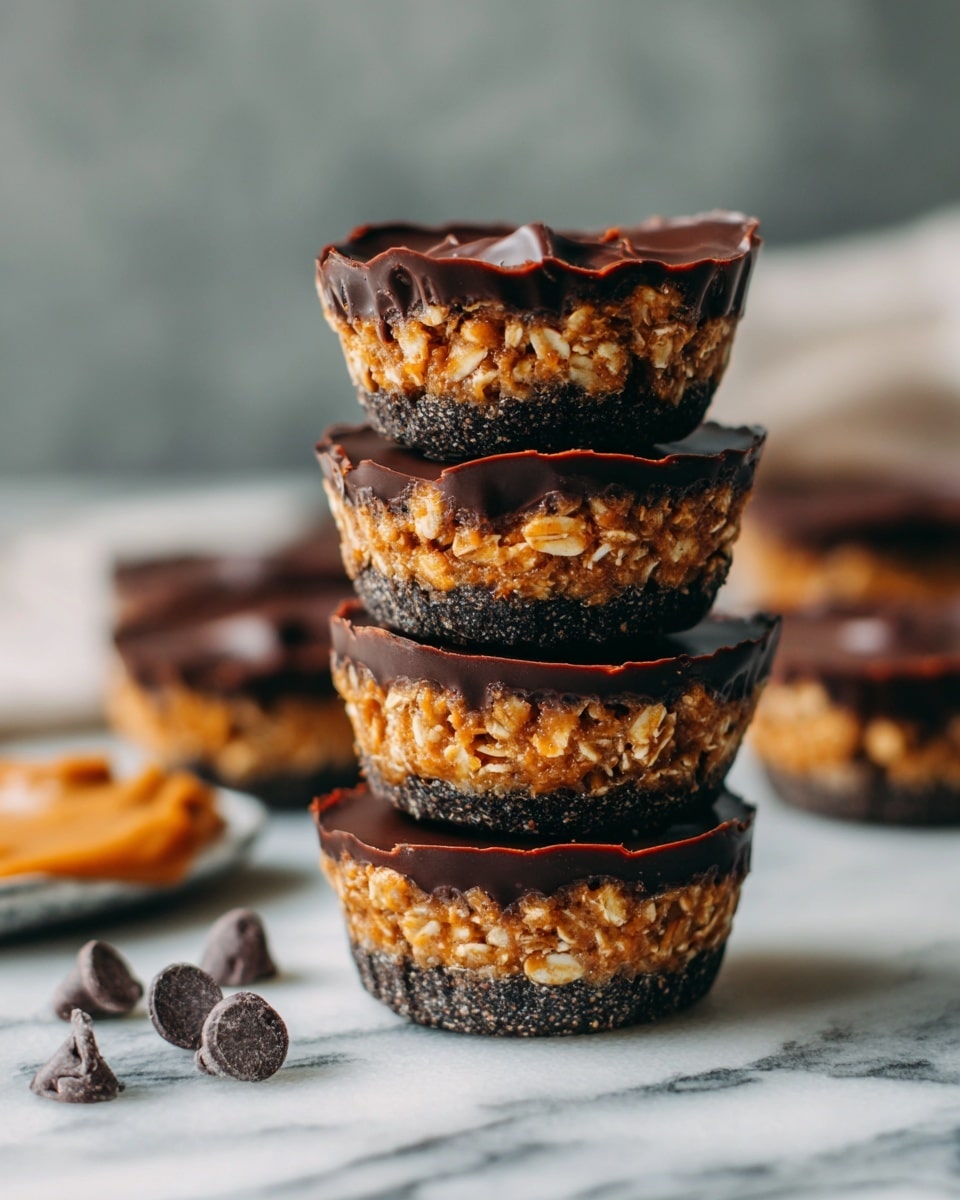 No-Bake Peanut Butter Oat Cups with Chocolate Topping Recipe - Recipe Image